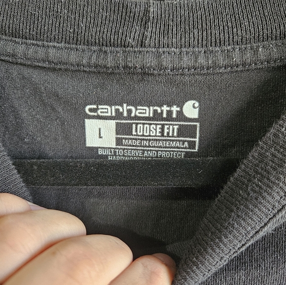 CARHART Sz. LARGE BLACK SHORT SLEEVE WITH POCKET LOOSE FIT - Picture 3 of 3